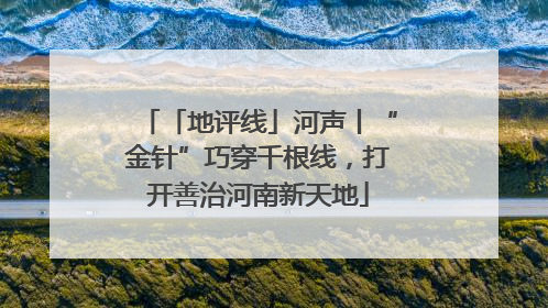 「地评线」河声丨“金针”巧穿千根线，打开善治河南新天地