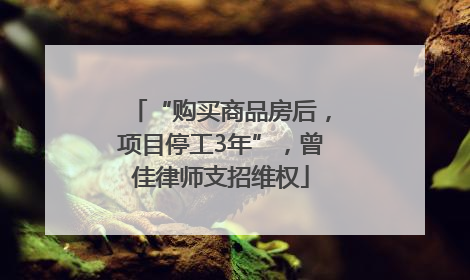 “购买商品房后，项目停工3年”，曾佳律师支招维权