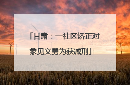 甘肃：一社区矫正对象见义勇为获减刑