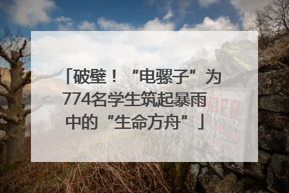 破壁！“电骡子”为774名学生筑起暴雨中的“生命方舟”