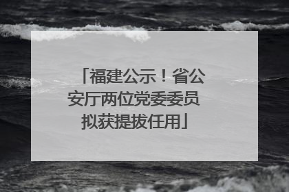 福建公示！省公安厅两位党委委员拟获提拔任用