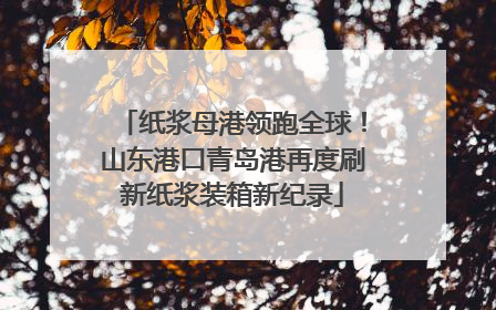 纸浆母港领跑全球！山东港口青岛港再度刷新纸浆装箱新纪录