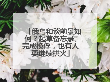 俄乌和谈前景如何？起草备忘录、完成换俘，也有人要继续拱火