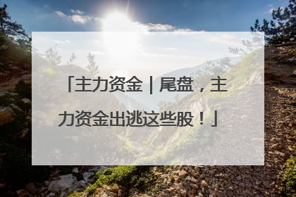 主力资金｜尾盘，主力资金出逃这些股！