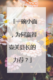 一碗小面，为何赢得壶关县长的力荐？