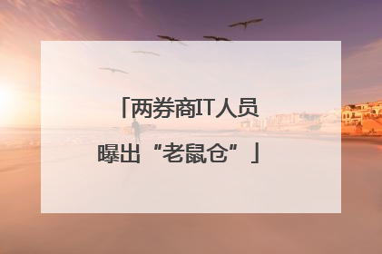 两券商IT人员曝出“老鼠仓”