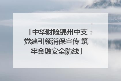 中华财险锦州中支：党建引领消保宣传 筑牢金融安全防线