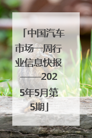 中国汽车市场一周行业信息快报——2025年5月第5期