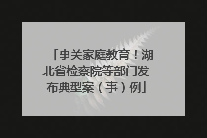 事关家庭教育！湖北省检察院等部门发布典型案（事）例