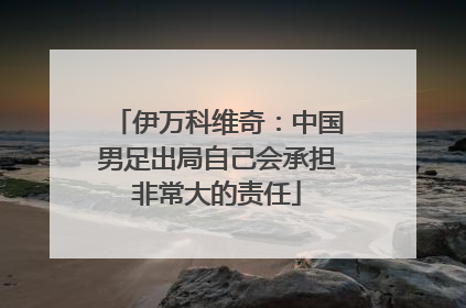 伊万科维奇：中国男足出局自己会承担非常大的责任
