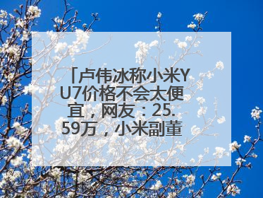 卢伟冰称小米YU7价格不会太便宜，网友：25.59万，小米副董事：不行！