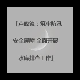 卢峰镇：筑牢防汛安全屏障 全面开展水库排查工作