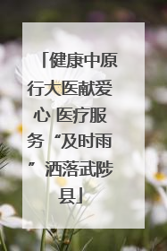 健康中原行大医献爱心 医疗服务“及时雨”洒落武陟县