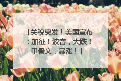 关税突发！美国宣布：加征！波音，大跌！甲骨文，暴涨！