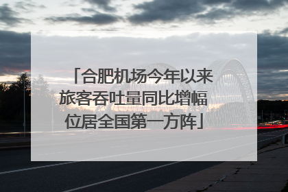 合肥机场今年以来旅客吞吐量同比增幅位居全国第一方阵