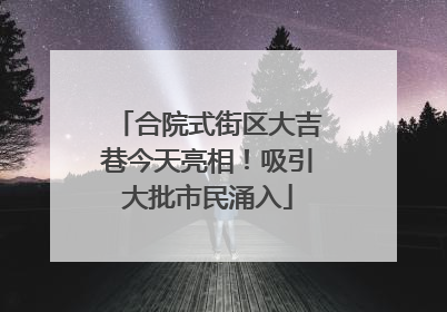 合院式街区大吉巷今天亮相！吸引大批市民涌入