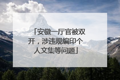 安徽一厅官被双开，涉违规编印个人文集等问题