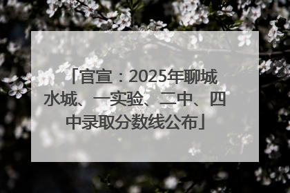 官宣：2025年聊城水城、一实验、二中、四中录取分数线公布