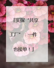 实探“共享工厂”：一件也接单！