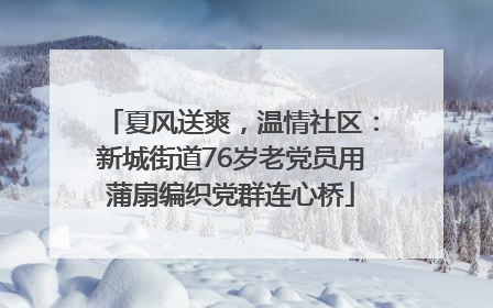 夏风送爽，温情社区：新城街道76岁老党员用蒲扇编织党群连心桥