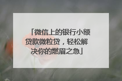 微信上的银行小额贷款微粒贷，轻松解决你的燃眉之急