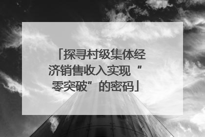 探寻村级集体经济销售收入实现“零突破”的密码