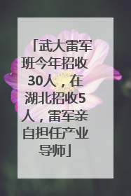 武大雷军班今年招收30人，在湖北招收5人，雷军亲自担任产业导师