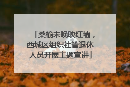 桑榆未晚映红墙，西城区组织社管退休人员开展主题宣讲