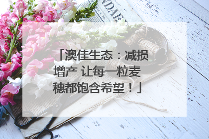 澳佳生态：减损增产 让每一粒麦穗都饱含希望！