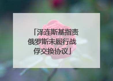 泽连斯基指责俄罗斯未履行战俘交换协议
