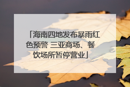 海南四地发布暴雨红色预警 三亚商场、餐饮场所暂停营业