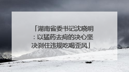 湖南省委书记沈晓明：以猛药去疴的决心坚决刹住违规吃喝歪风