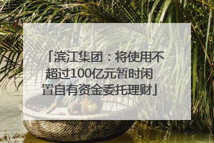 滨江集团：将使用不超过100亿元暂时闲置自有资金委托理财