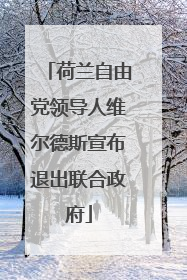 荷兰自由党领导人维尔德斯宣布退出联合政府