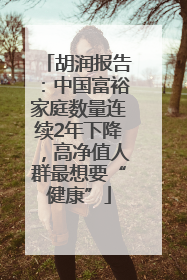 胡润报告：中国富裕家庭数量连续2年下降，高净值人群最想要“健康”
