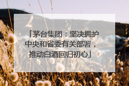 茅台集团：坚决拥护中央和省委有关部署，推动白酒回归初心