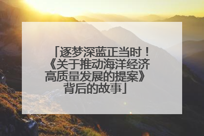 逐梦深蓝正当时！《关于推动海洋经济高质量发展的提案》背后的故事