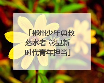 郴州少年勇救落水者 彰显新时代青年担当