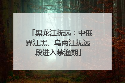 黑龙江抚远：中俄界江黑、乌两江抚远段进入禁渔期