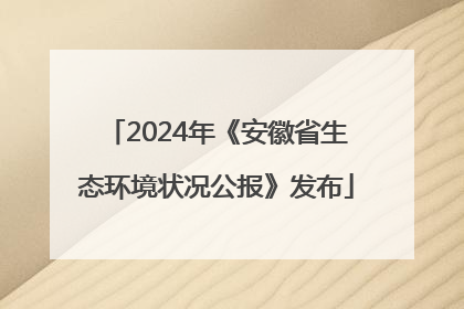 2024年《安徽省生态环境状况公报》发布